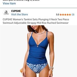 Cupshe Royal Blue Tankini with Patterned Bottom